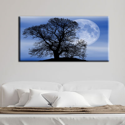 Beautiful Tree Under Moonlight Canvas Wall Painting