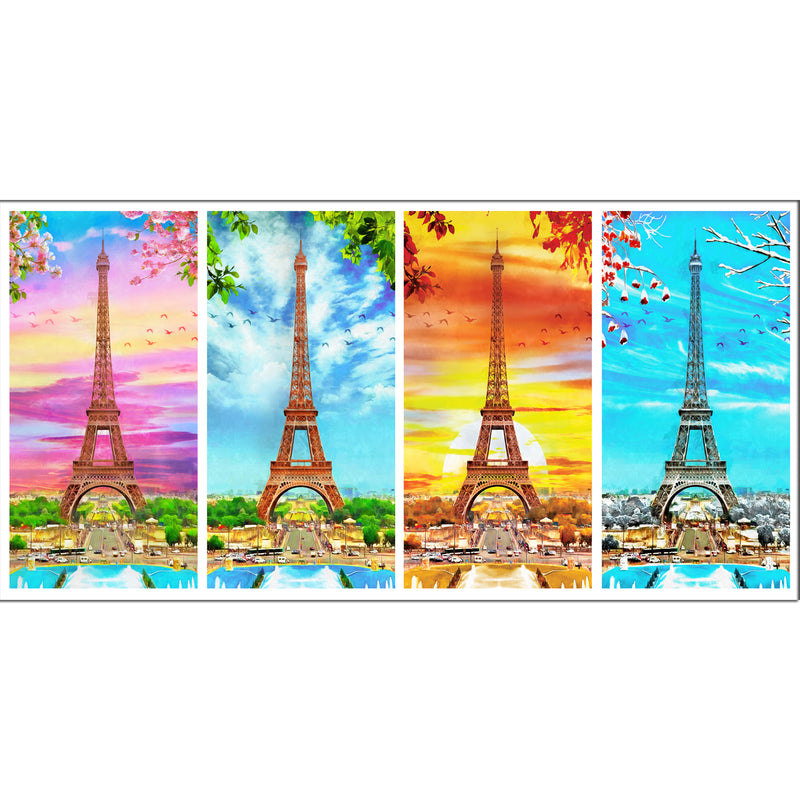 Multicolor Eiffel Tower Canvas Wall Painting