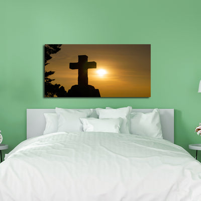 Cross In Sunset Canvas Wall Painting