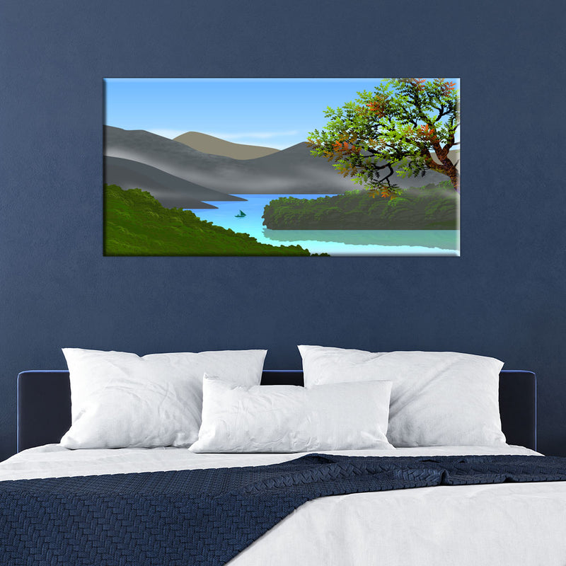 Mountain & River Scenery Canvas Wall Painting