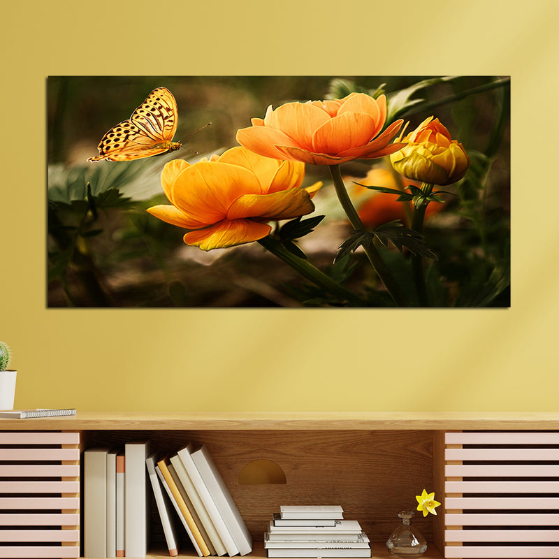 Butterfly Sitting On Flower Canvas Wall Painting