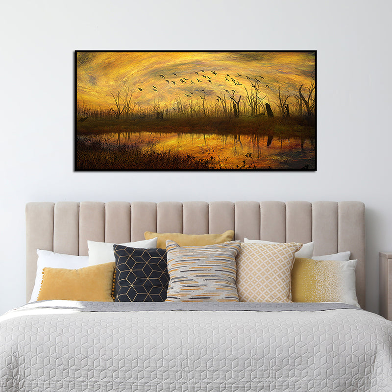 Abstract Village View Canvas Floating Frame Wall Painting