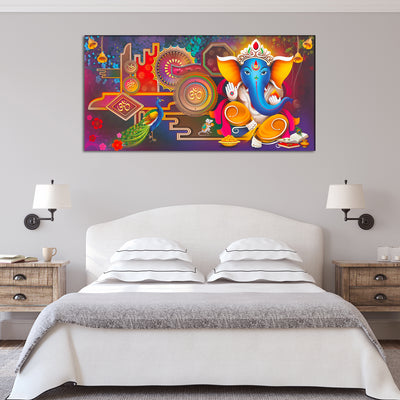 Artistic Ganesha Canvas Wall Painting bedroom view by DecorGlance