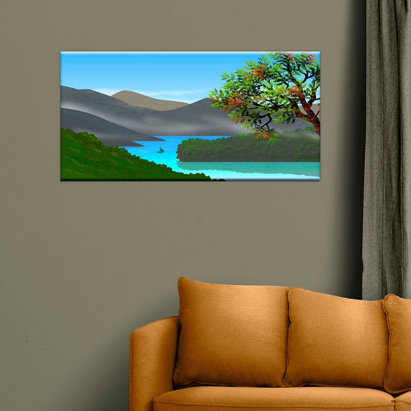 Mountain & River Scenery Canvas Wall Painting