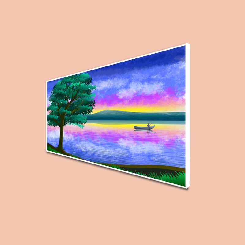 Abstract River Scenery View Canvas Floating Frame Wall Painting