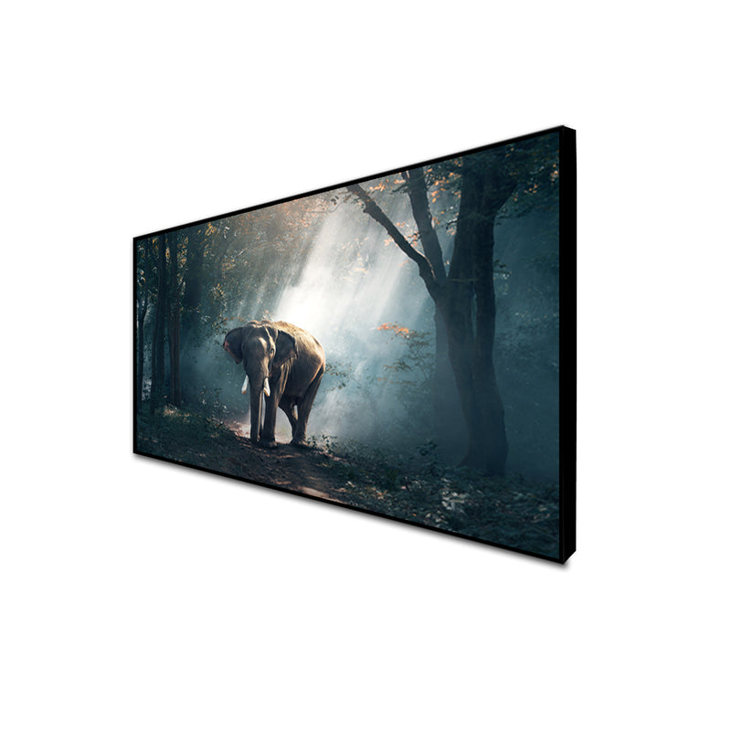 Elephant In Forest Canvas Floating Frame Wall Painting