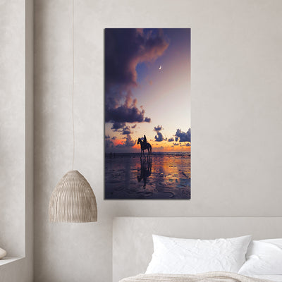 Horse Rider In Beach Canvas Wall Painting
