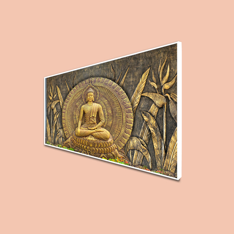 Golden Buddha Canvas Floating Frame Wall Painting