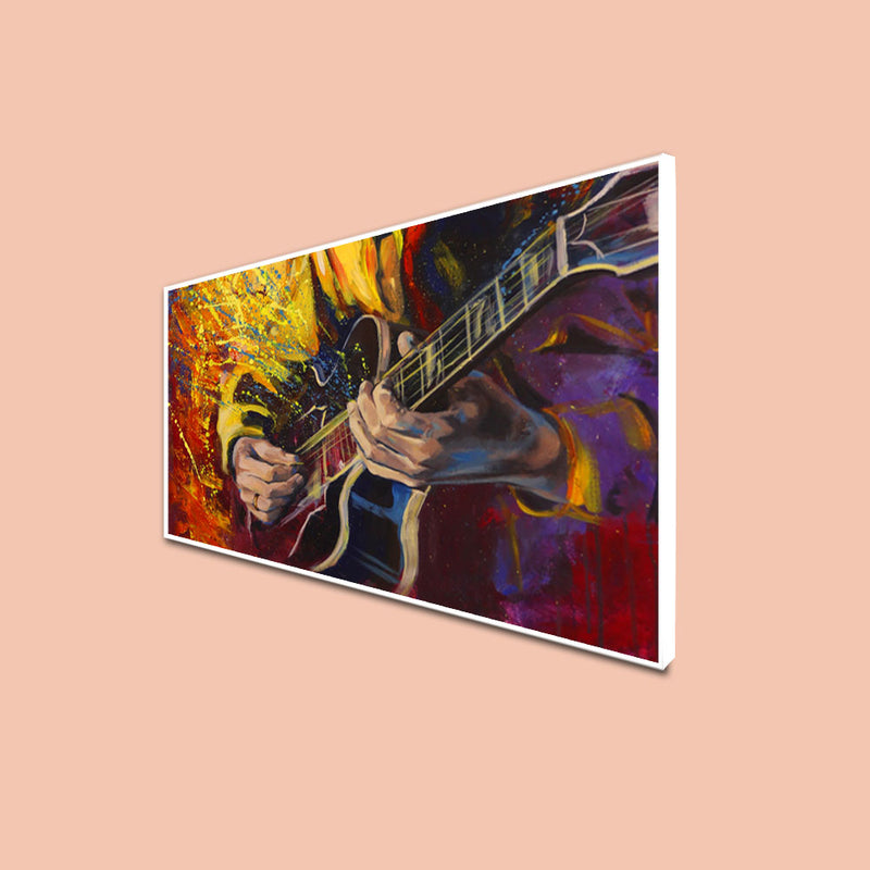 Man Playing Guitar Abstract Canvas Floating Frame Wall Painting