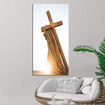 Jesus With Cross On Shoulder Canvas Wall Painting