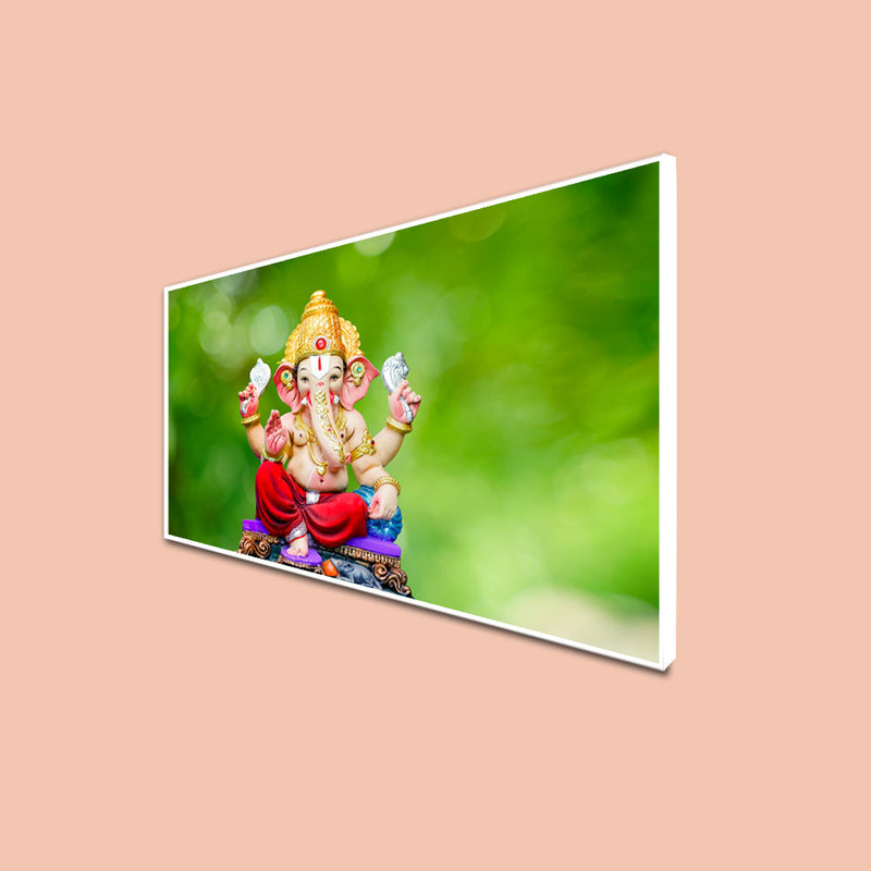 Cute Lord Ganesha Canvas Floating Frame Wall Painting