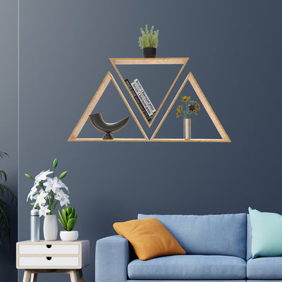 Beautiful Triangle Shape Set of 3 Wood Wall Shelf  by DecorGlance