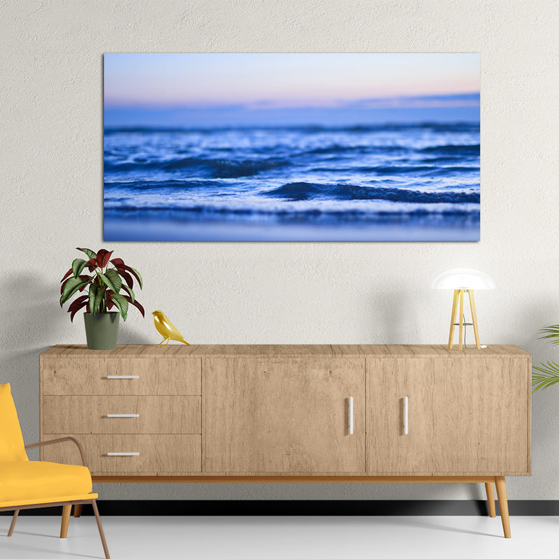 Blue Wave During Sunset Canvas Wall Painting