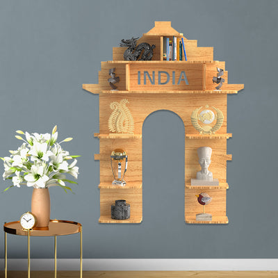 India Gate shape Wood Wall Shelf / Book Shelf /  Oak Wood