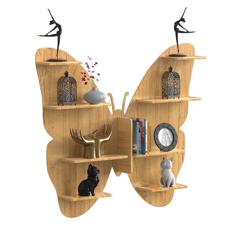 DECORGLANCE Butterfly shape Wood Wall Shelf, Book Shelf, Oak Wood