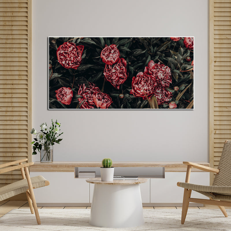 Abstract Red Flower Canvas Floating Frame Wall Painting