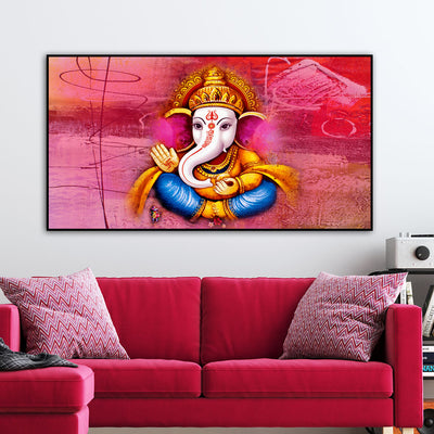 Lord Ganesha Floating Frame Canvas Wall Painting