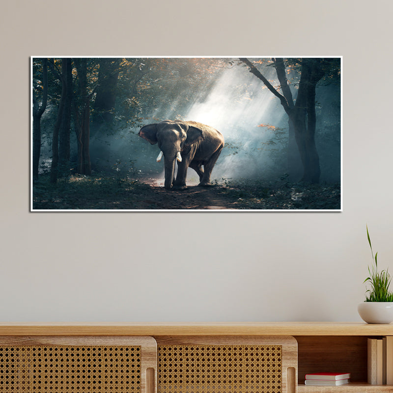 Elephant In Forest Canvas Floating Frame Wall Painting