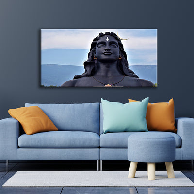 Lord Shiva With Moon On The Head Canvas Wall Painting