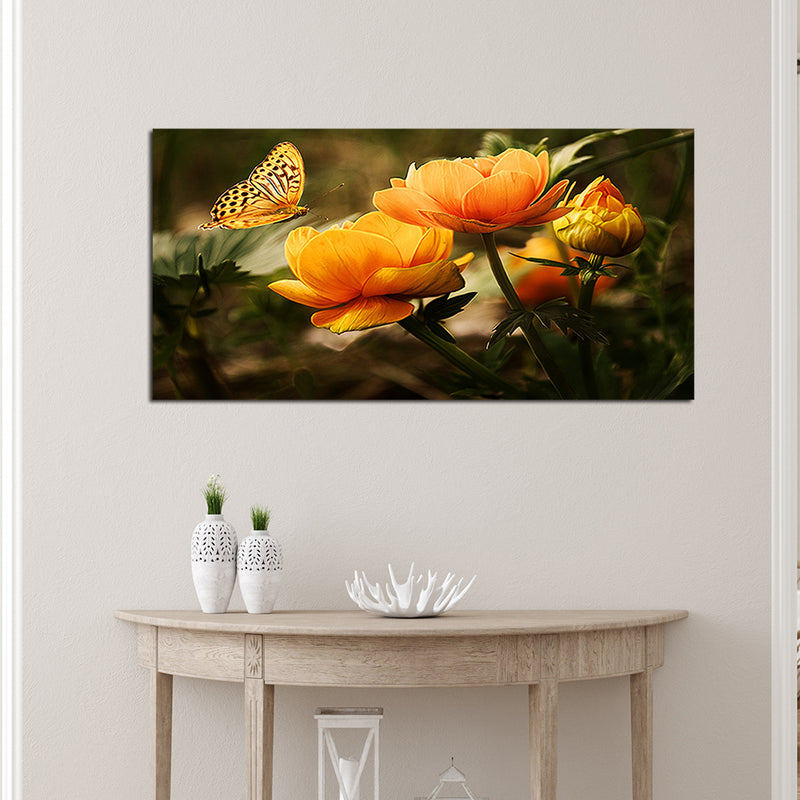 Butterfly Sitting On Flower Canvas Wall Painting