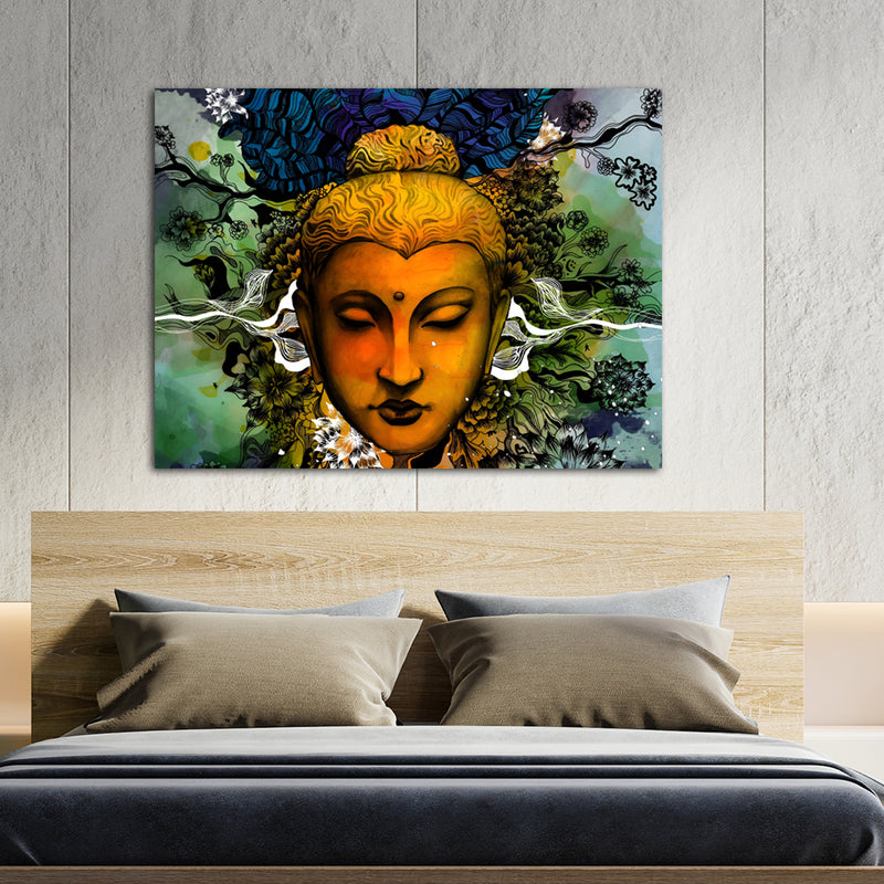 Multi-color Buddha Abstract Canvas Wall Painting