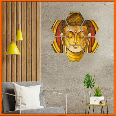 Golden Buddha Hexagonal Canvas Wall Painting