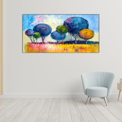 High On Happiness Colorful Artistic Tree Canvas Wall Painting