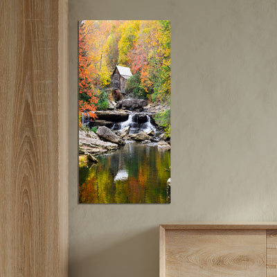 Hut & River View Canvas Wall Painting