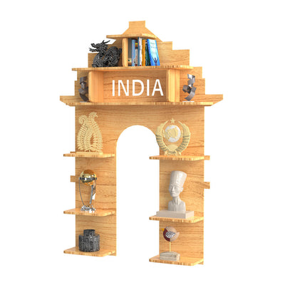 India Gate shape Wood Wall Shelf / Book Shelf /  Oak Wood