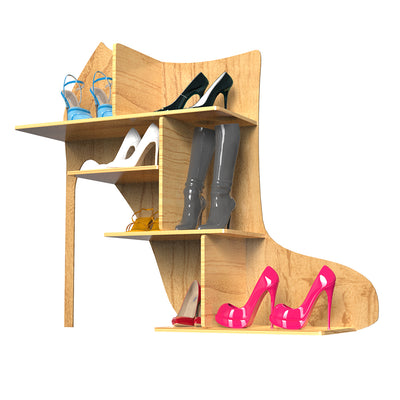 High Heels Wood Shoes Wall Shelf / Oak Wood