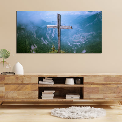 Christian Wood Cross Canvas Wall Painting