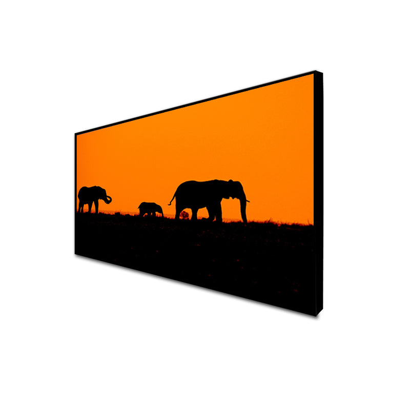 Family Of Elephant Canvas Floating Frame Wall Painting