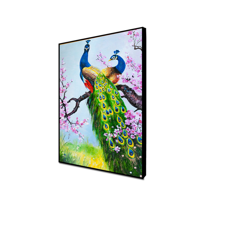 Couple of Peacock Birds Floating Canvas Wall Painting