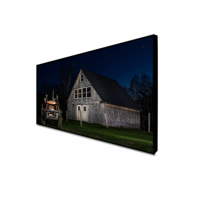 Hut With Jeep Floating Frame Canvas Wall Painting