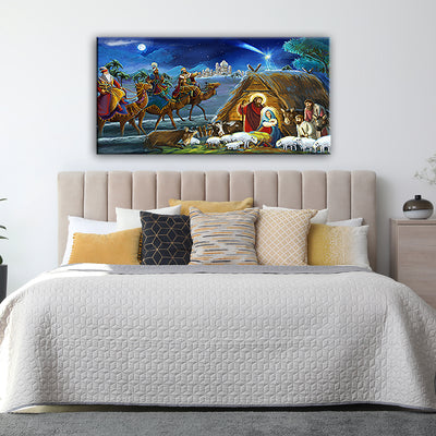 Holy Family With Three Kings Jesus Canvas Wall Painting
