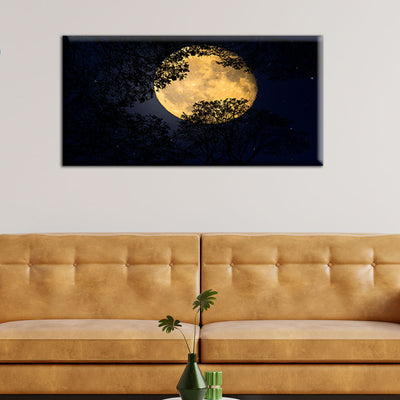 Beautiful Full Moon Behind Tree Canvas Wall Painting