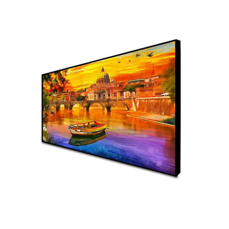 Abstract Lake Scenery Canvas Floating Frame Wall Painting