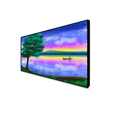 Abstract River Scenery View Canvas Floating Frame Wall Painting