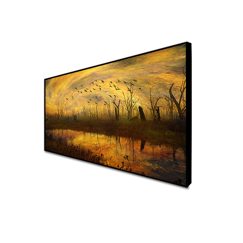 Abstract Village View Canvas Floating Frame Wall Painting