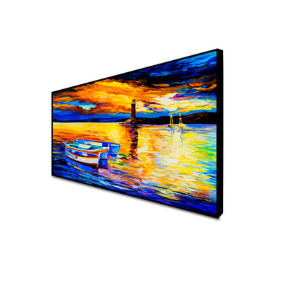 Beautiful Sunset View Floating Frame Canvas Wall Painting