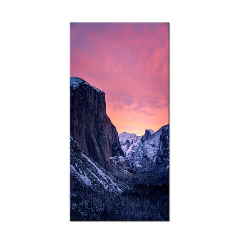 Mountain View With Colorful Sky Canvas Wall Painting