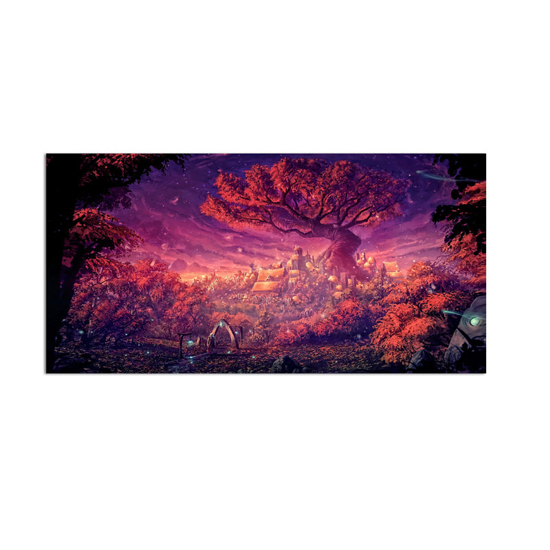 Midnight Tree With Light Scenery Canvas Wall Painting