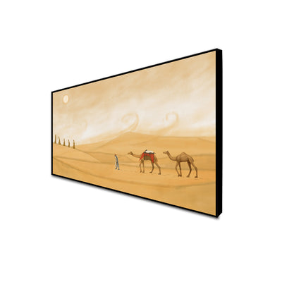 Camel In Desert Canvas Wall Painting