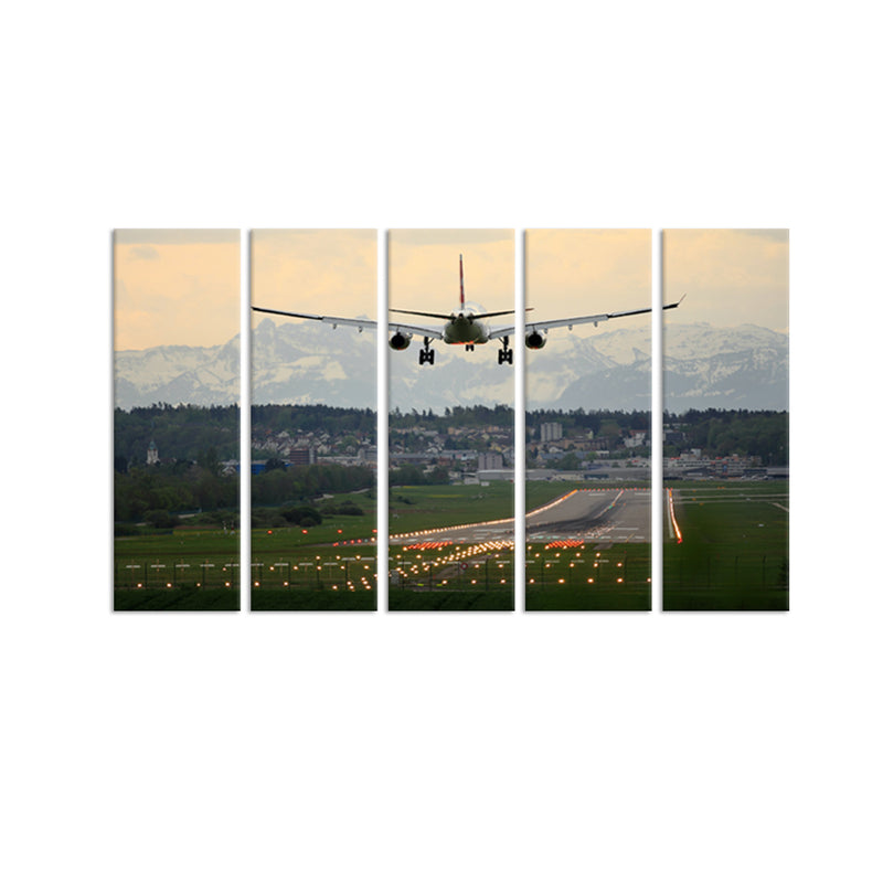 Airplane Canvas Wall Painting - With 5 Panel