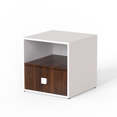 Dimora Bed Side Table in walnut and White