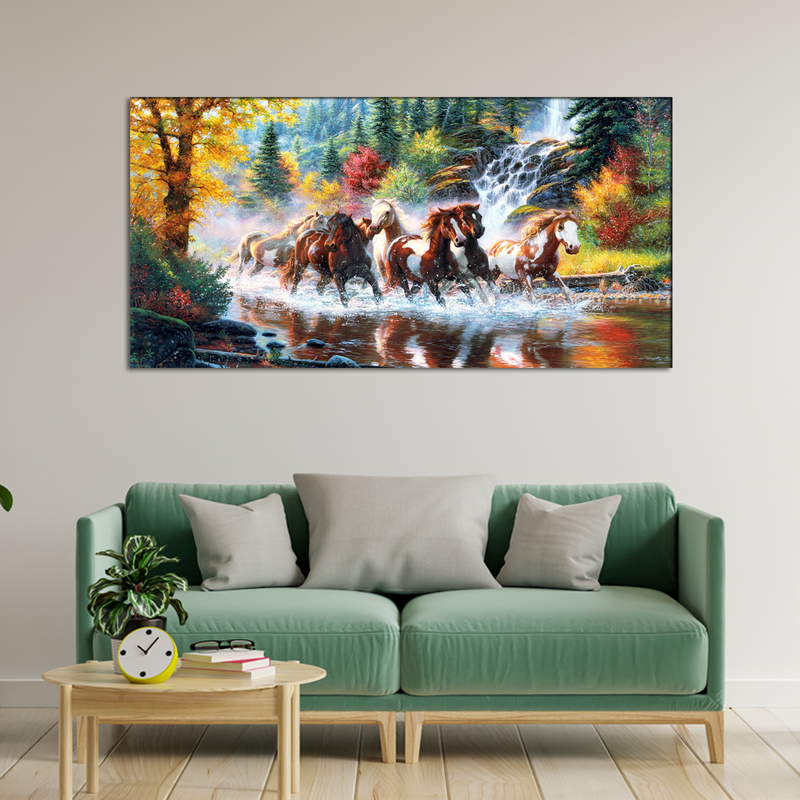 Eight Running Horses Wall Canvas Painting