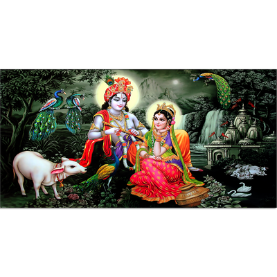 Lord Radha Krishna With Nature Canvas Wall Painting