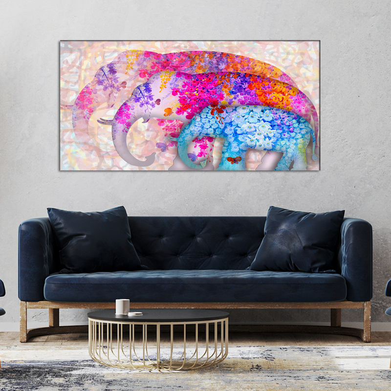 Colourful Elephant Abstract Canvas Wall Painting