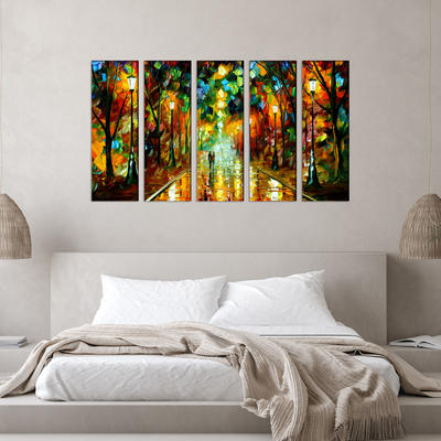 Beautiful Romantic Couple Abstract Canvas Wall Painting- With 5 Frames