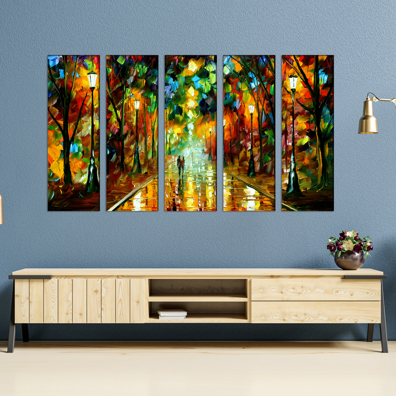 Beautiful Romantic Couple Abstract Canvas Wall Painting- With 5 Frames